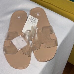 Shade & Shore Women's Clear and Tan Sandals size 7